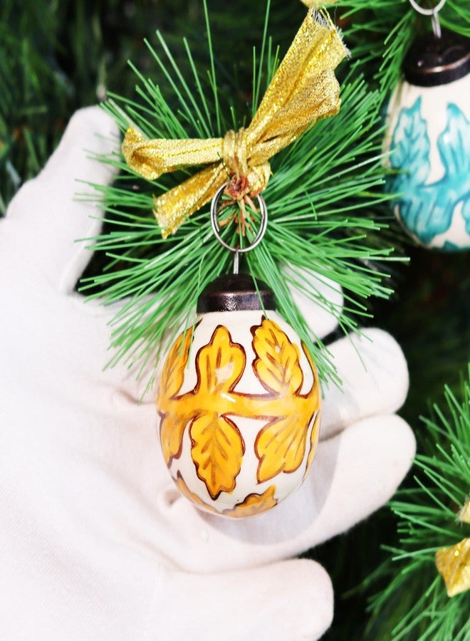 Indian-Shelf IndianShelf 12 Colourful Christmas Balls with Ribbon- Porcelain Christmas Ornaments- Multicolor Ceramic Tree Balls- Large Christmas Ornaments- Ball Ornaments for Christmas - Vintage Christmas Ornament - Image 2